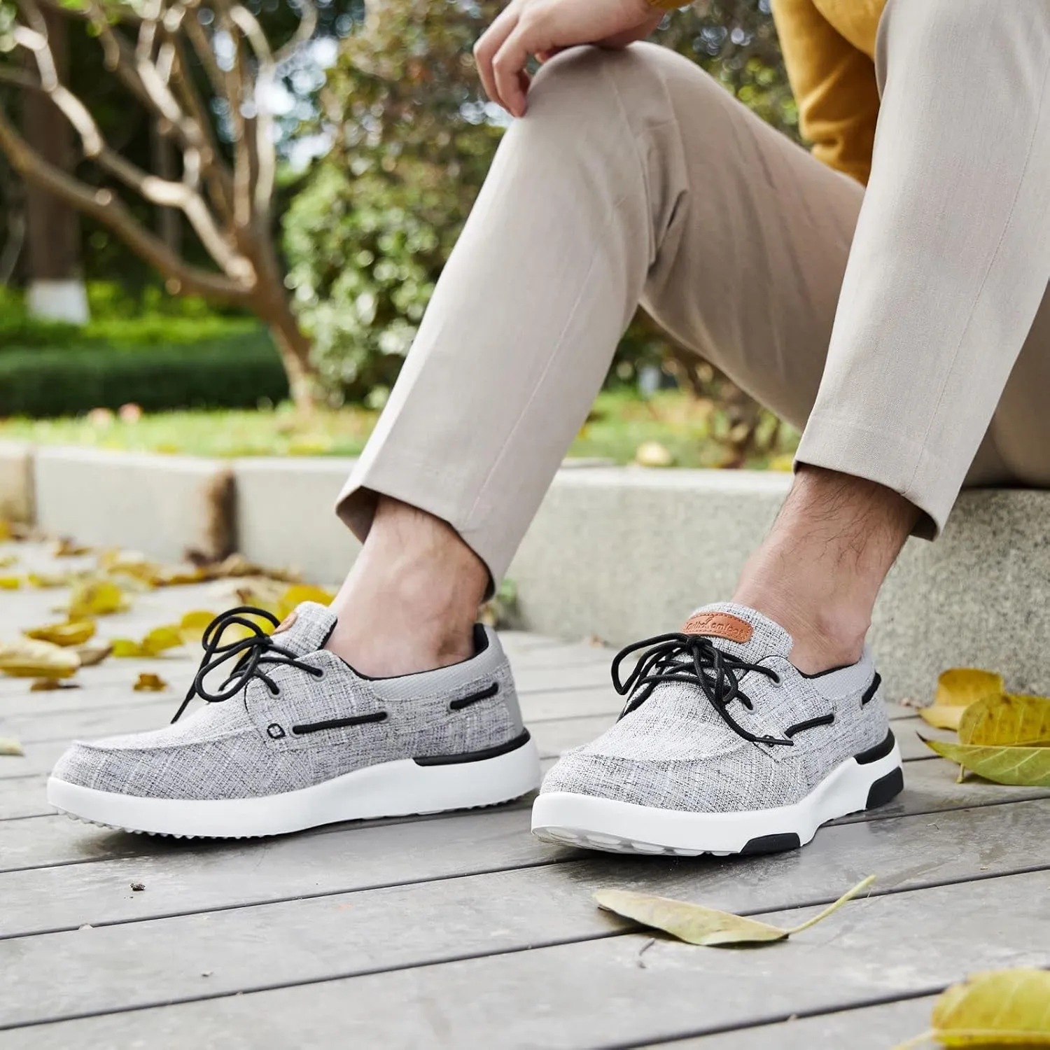 OrthoComfoot Men's Orthopedic Slip-On Loafers Walking Shoes: Casual Canvas Plantar Fasciitis Loafers with Arch Support, Comfortable Orthotic Shoes for Foot and Heel Pain Relief
