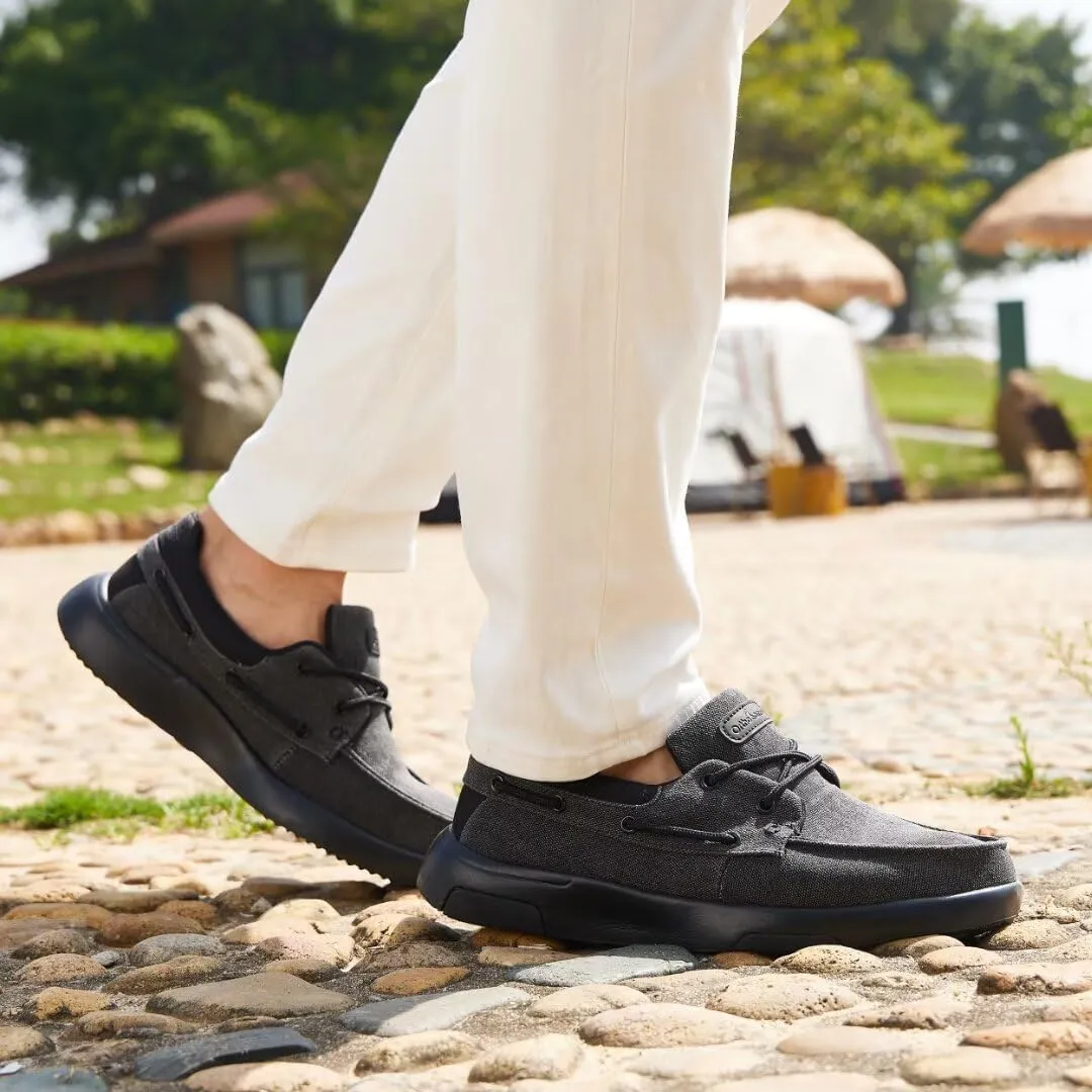 OrthoComfoot Men's Orthopedic Slip-On Loafers Walking Shoes: Casual Canvas Plantar Fasciitis Loafers with Arch Support, Comfortable Orthotic Shoes for Foot and Heel Pain Relief