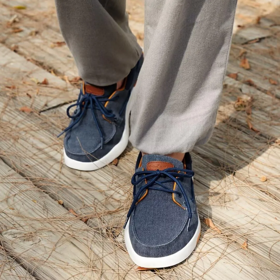 OrthoComfoot Men's Orthopedic Slip-On Loafers Walking Shoes: Casual Canvas Plantar Fasciitis Loafers with Arch Support, Comfortable Orthotic Shoes for Foot and Heel Pain Relief