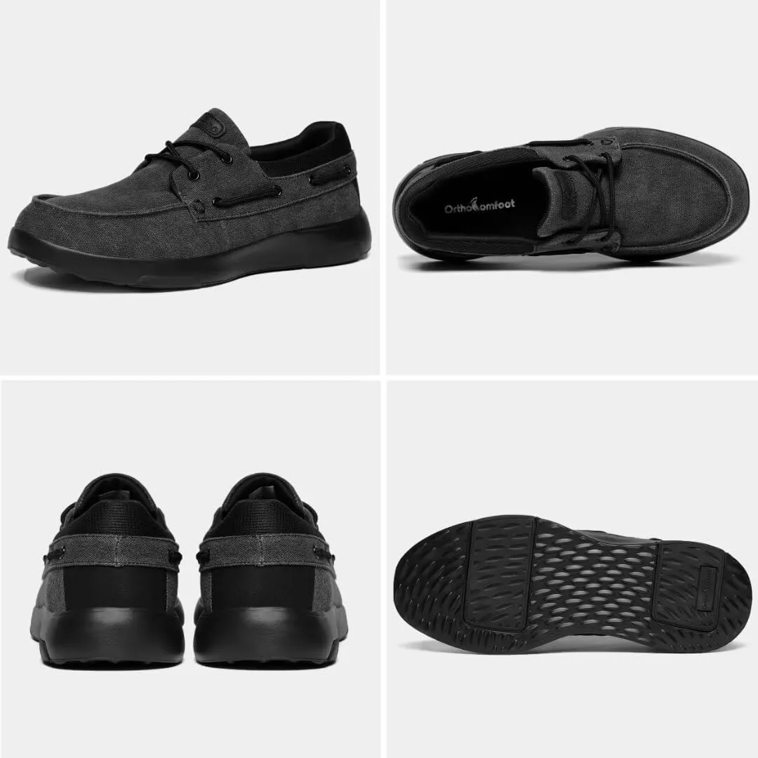 OrthoComfoot Men's Orthopedic Slip-On Loafers Walking Shoes: Casual Canvas Plantar Fasciitis Loafers with Arch Support, Comfortable Orthotic Shoes for Foot and Heel Pain Relief