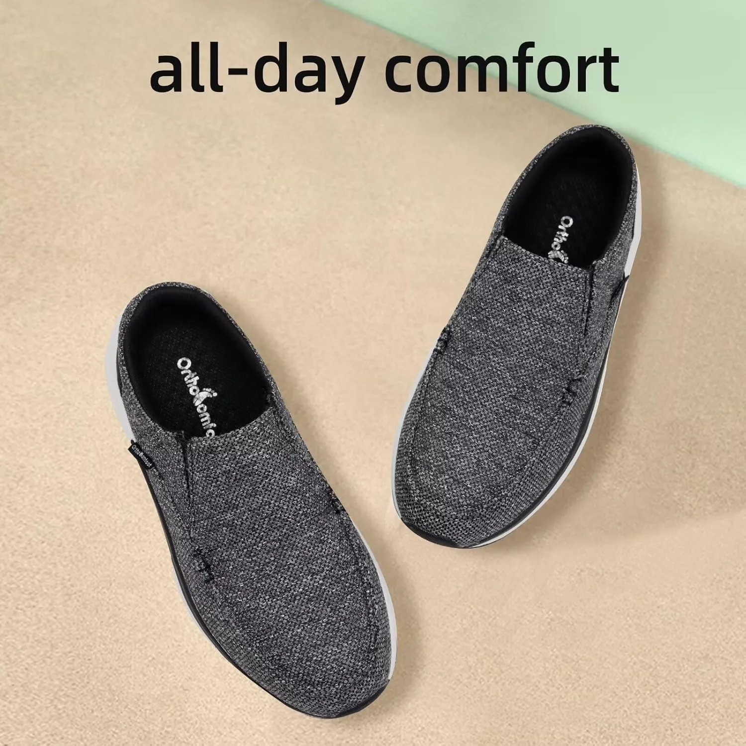 OrthoComfoot Women's Orthopedic Comfortable Walking Shoes, Casual Arch Support Slip-On Shoes for Plantar Fasciitis, Breathable Orthotic Loafers for Foot and Heel Pain Relief