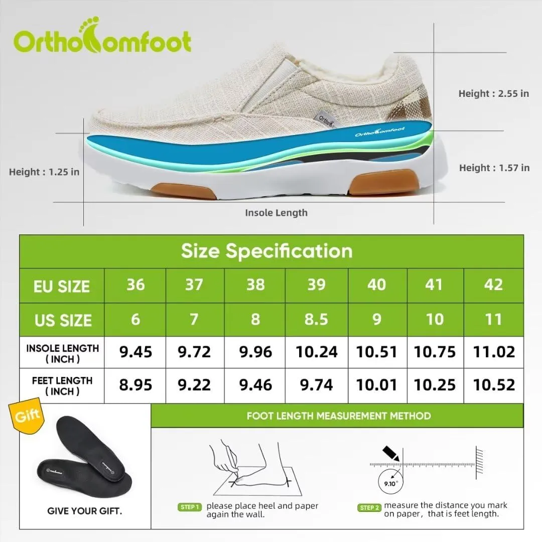 OrthoComfoot Women's Orthopedic Comfortable Walking Shoes, Casual Arch Support Slip-On Shoes for Plantar Fasciitis, Breathable Orthotic Loafers for Foot and Heel Pain Relief
