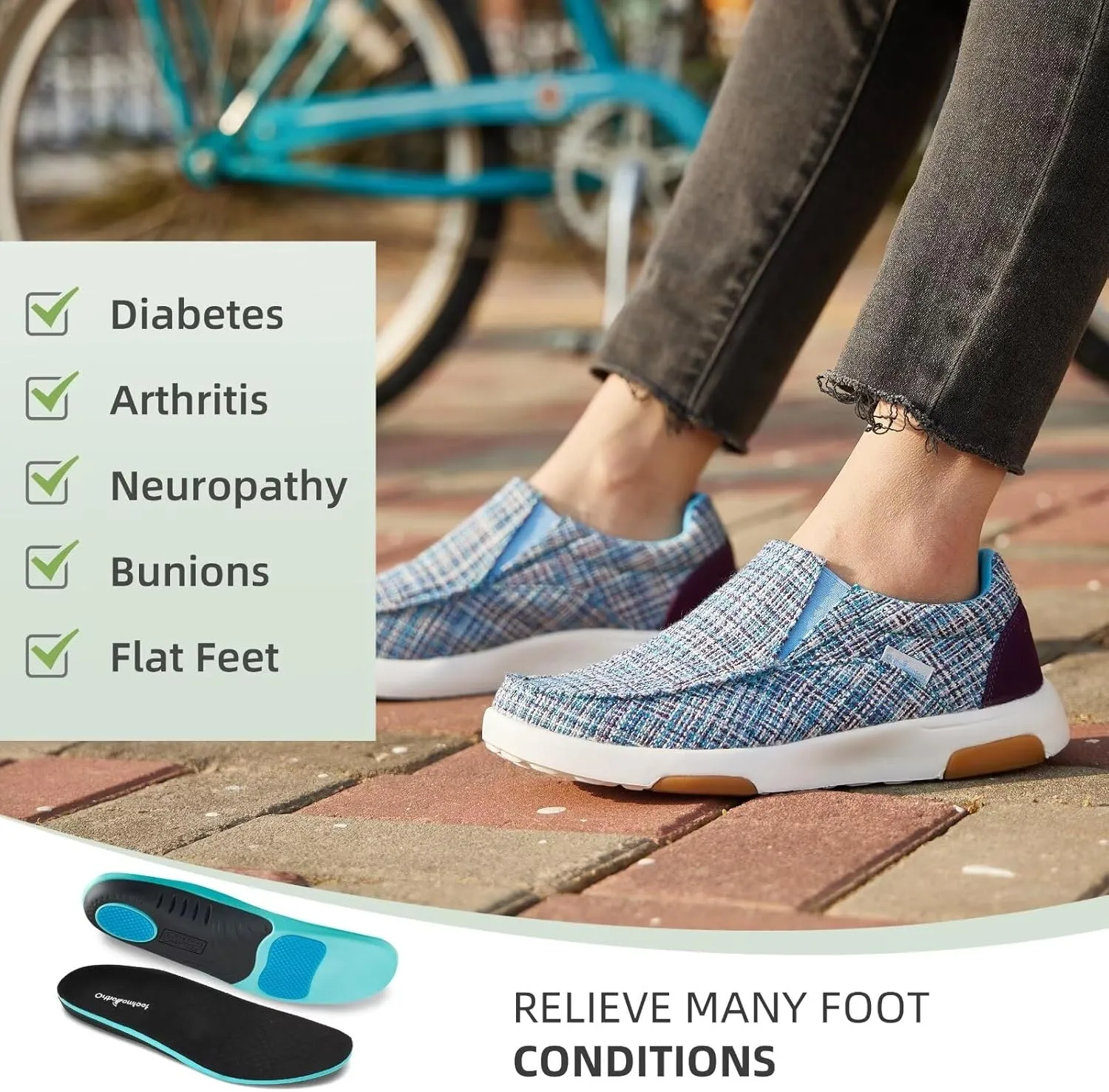 OrthoComfoot Women's Orthopedic Comfortable Walking Shoes, Casual Arch Support Slip-On Shoes for Plantar Fasciitis, Breathable Orthotic Loafers for Foot and Heel Pain Relief