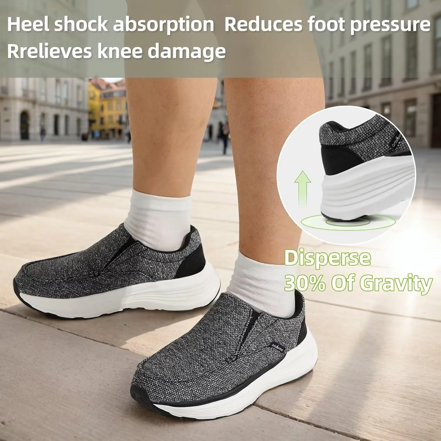 OrthoComfoot Women's Orthopedic Comfortable Walking Shoes, Casual Arch Support Slip-On Shoes for Plantar Fasciitis, Breathable Orthotic Loafers for Foot and Heel Pain Relief