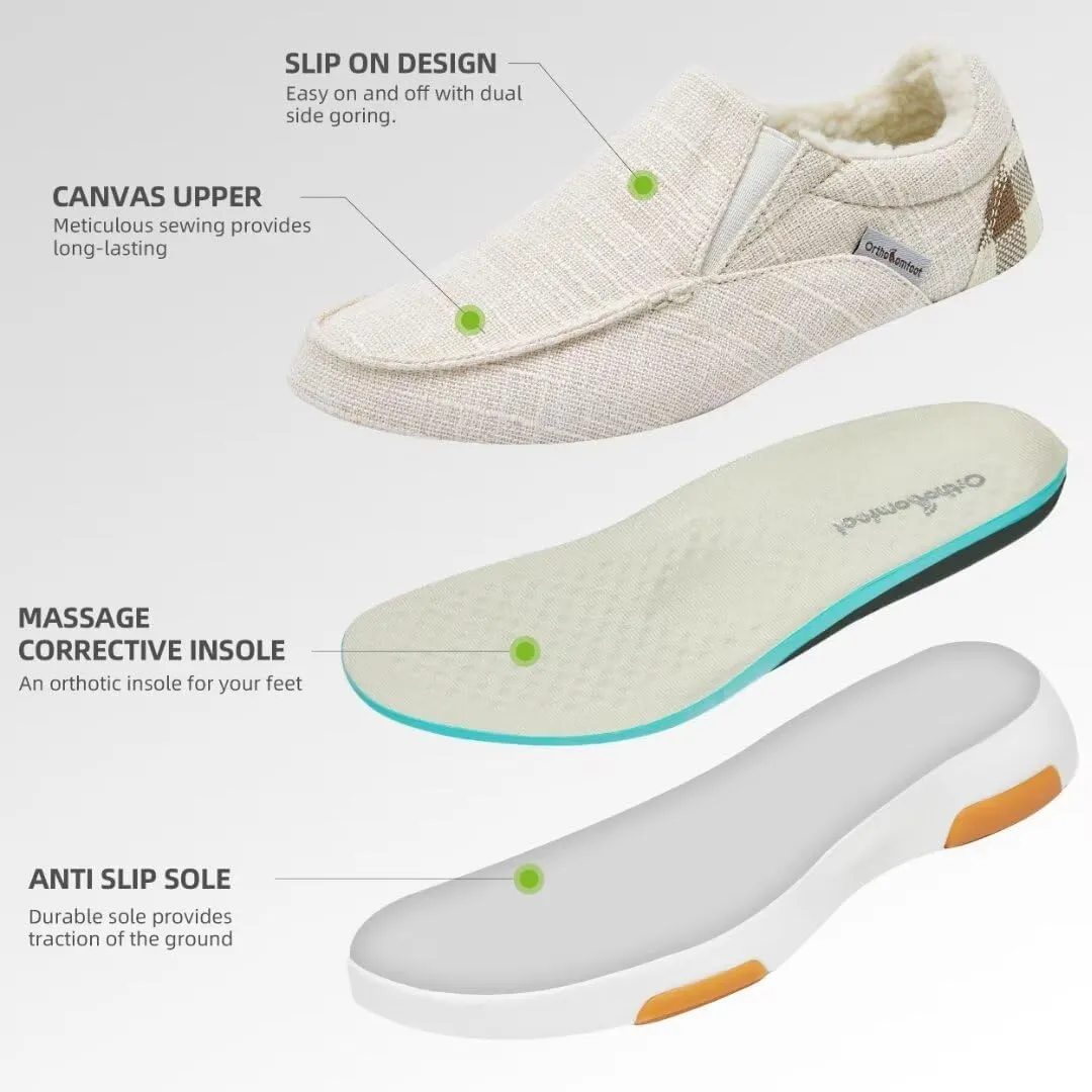 OrthoComfoot Women's Orthopedic Comfortable Walking Shoes, Casual Arch Support Slip-On Shoes for Plantar Fasciitis, Breathable Orthotic Loafers for Foot and Heel Pain Relief