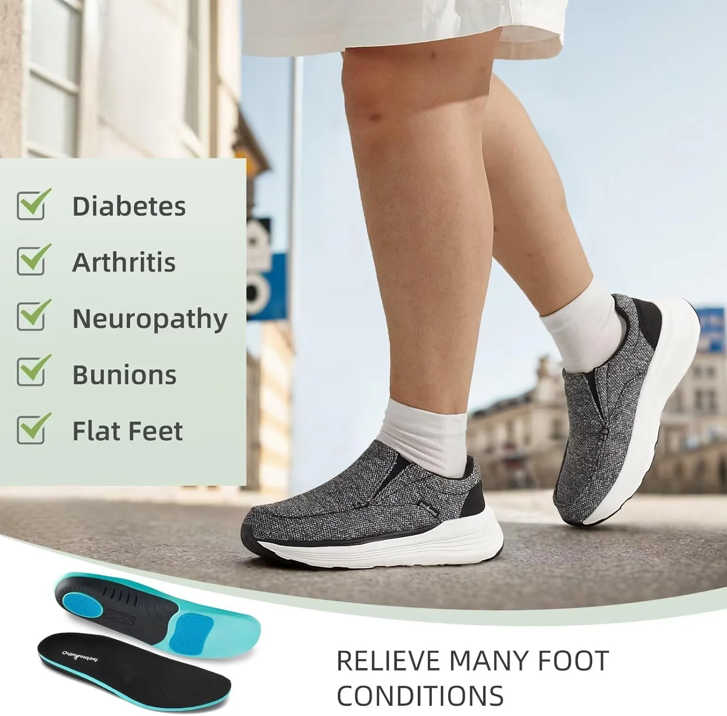 OrthoComfoot Women's Orthopedic Comfortable Walking Shoes, Casual Arch Support Slip-On Shoes for Plantar Fasciitis, Breathable Orthotic Loafers for Foot and Heel Pain Relief