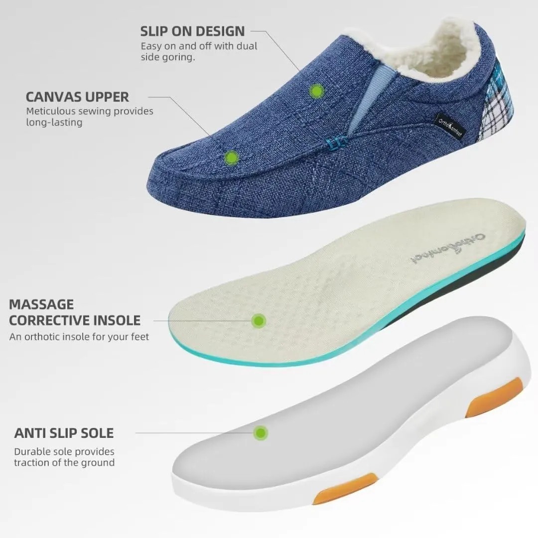 OrthoComfoot Women's Orthopedic Slip-On Loafers Walking Shoes: Comfortable Plantar Fasciitis Loafers with Arch Support for Flat Feet, Casual Orthotic Shoes for Foot and Heel Pain Relief