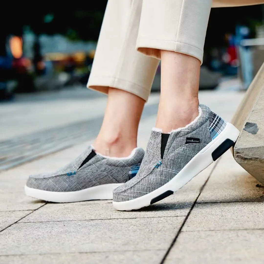 OrthoComfoot Women's Orthopedic Slip-On Loafers Walking Shoes: Comfortable Plantar Fasciitis Loafers with Arch Support for Flat Feet, Casual Orthotic Shoes for Foot and Heel Pain Relief