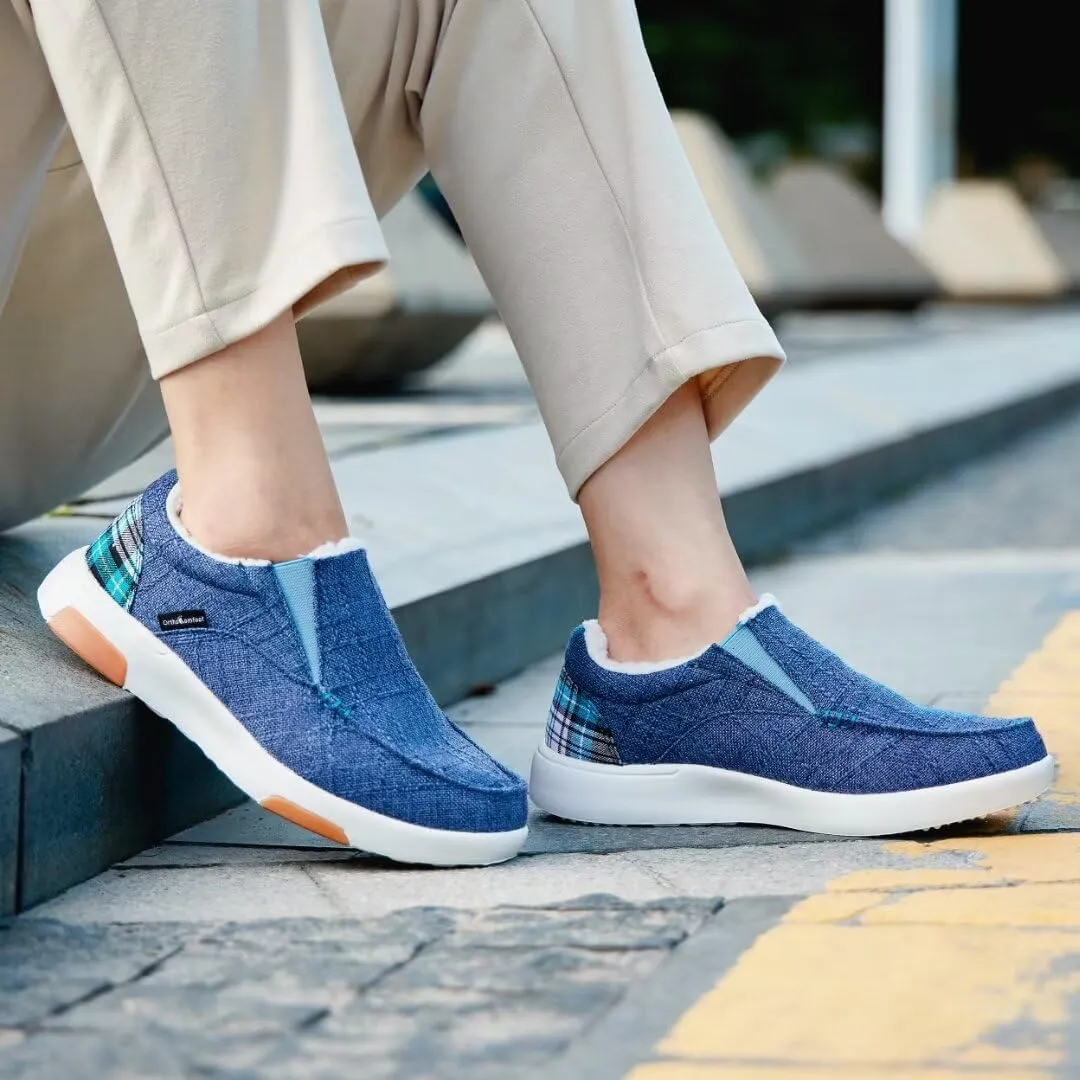 OrthoComfoot Women's Orthopedic Slip-On Loafers Walking Shoes: Comfortable Plantar Fasciitis Loafers with Arch Support for Flat Feet, Casual Orthotic Shoes for Foot and Heel Pain Relief