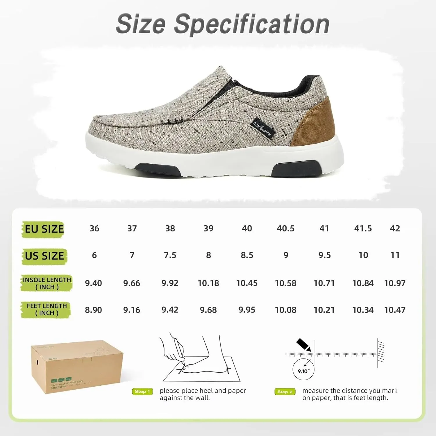 OrthoComfoot Women's Orthopedic Slip-On Loafers Walking Shoes: Comfortable Plantar Fasciitis Loafers with Arch Support for Flat Feet, Casual Orthotic Shoes for Foot and Heel Pain Relief