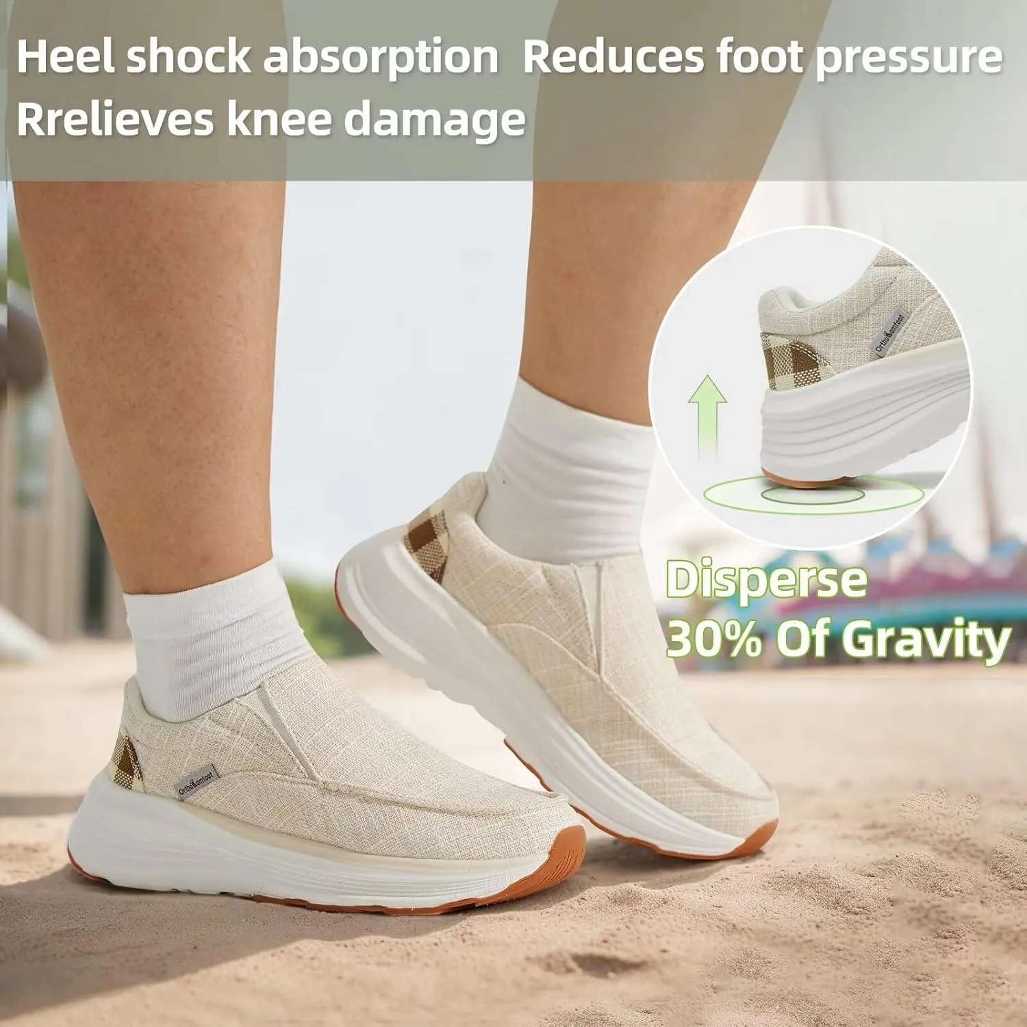OrthoComfoot Women's Orthopedic Slip-On Loafers Walking Shoes: Comfortable Plantar Fasciitis Loafers with Arch Support for Flat Feet, Casual Orthotic Shoes for Foot and Heel Pain Relief