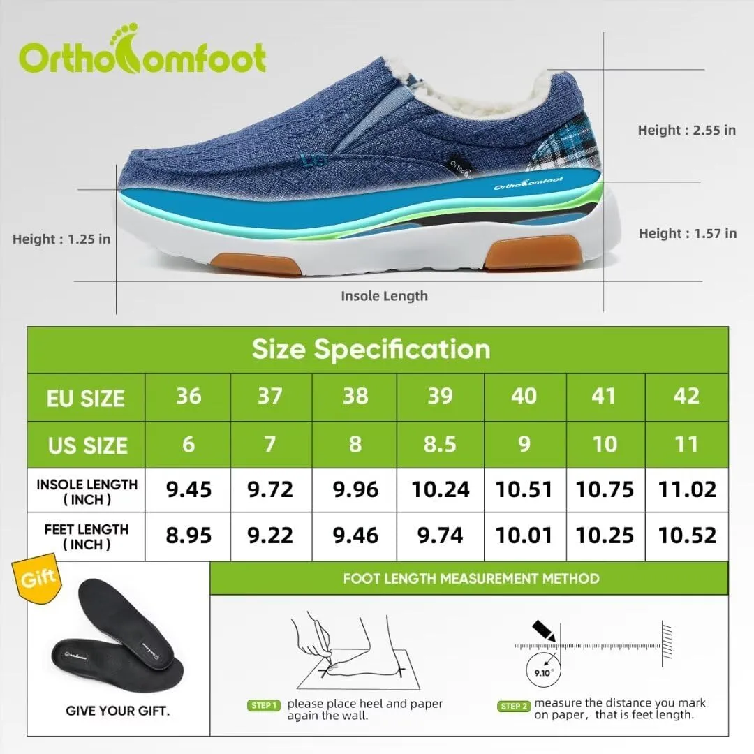 OrthoComfoot Women's Orthopedic Slip-On Loafers Walking Shoes: Comfortable Plantar Fasciitis Loafers with Arch Support for Flat Feet, Casual Orthotic Shoes for Foot and Heel Pain Relief