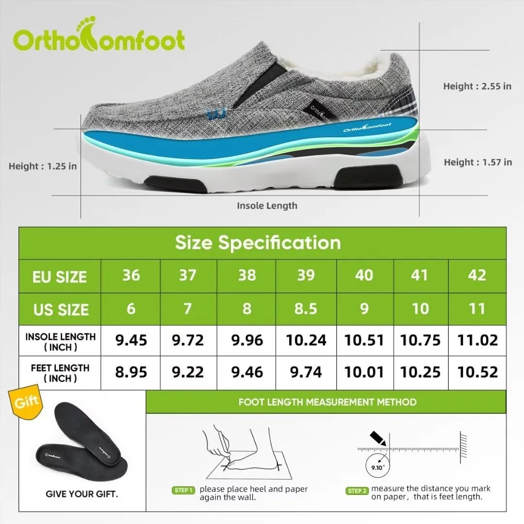 OrthoComfoot Women's Orthopedic Slip-On Loafers Walking Shoes: Comfortable Plantar Fasciitis Loafers with Arch Support for Flat Feet, Casual Orthotic Shoes for Foot and Heel Pain Relief