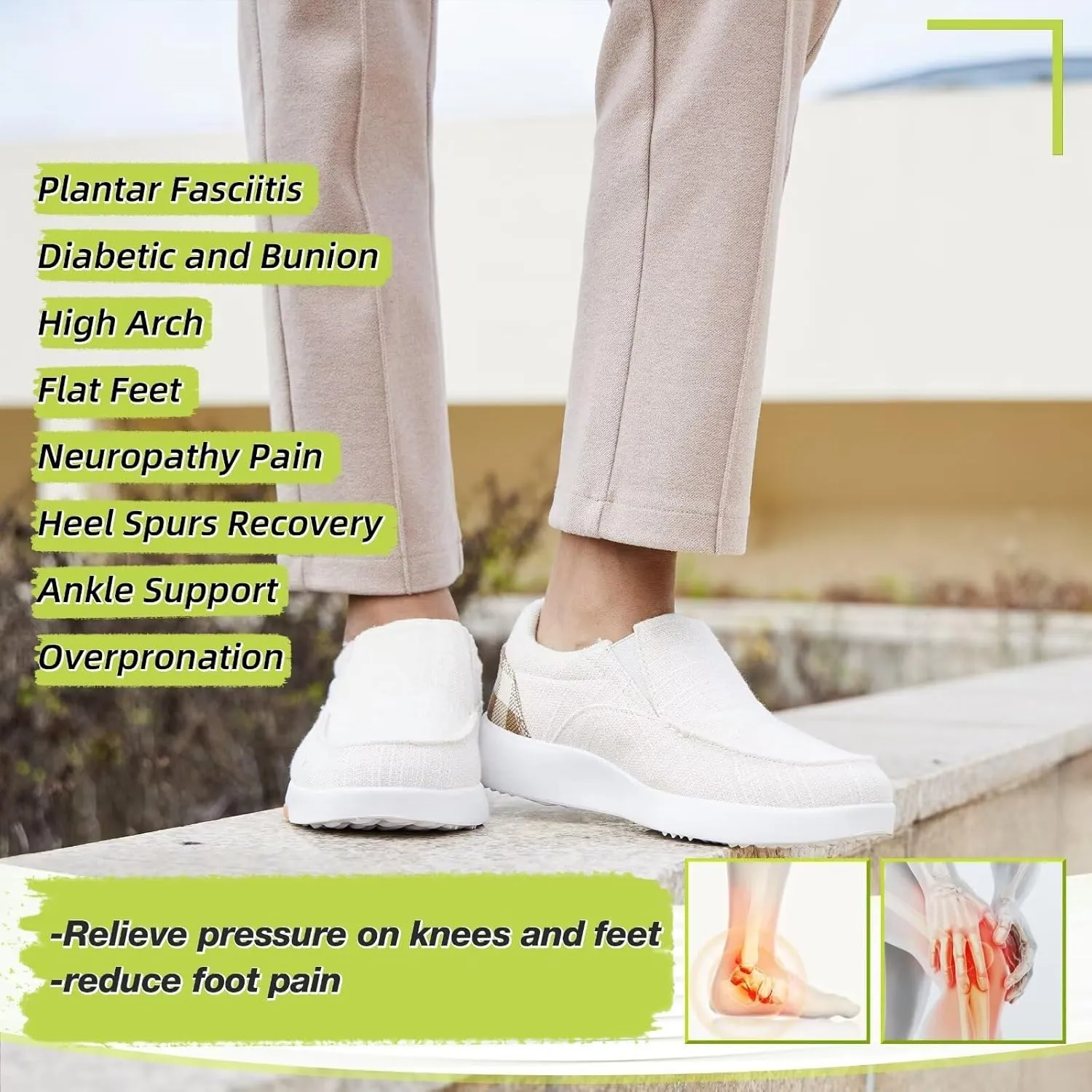 OrthoComfoot Women's Orthopedic Slip-On Loafers Walking Shoes: Comfortable Plantar Fasciitis Loafers with Arch Support for Flat Feet, Casual Orthotic Shoes for Foot and Heel Pain Relief
