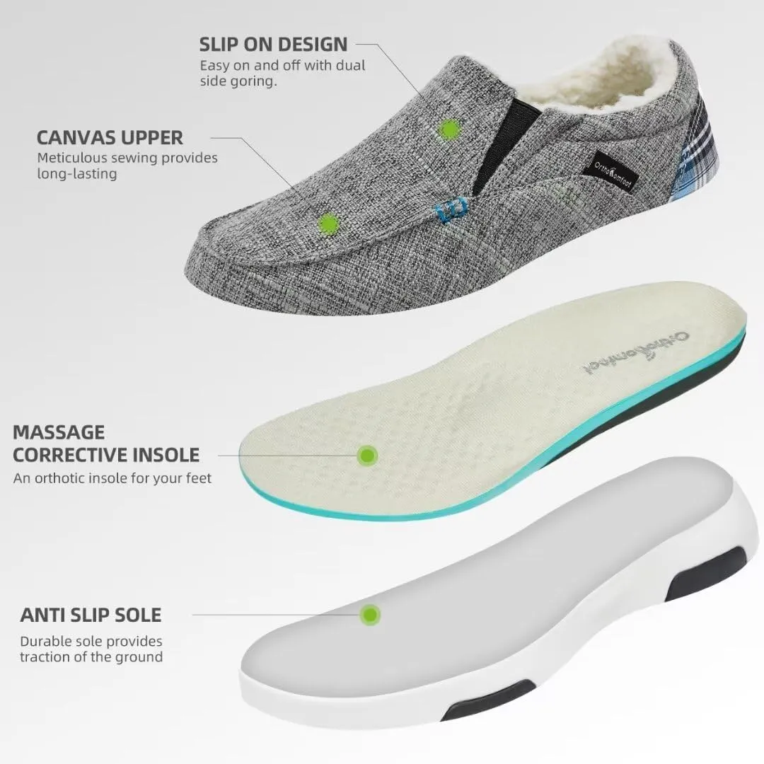 OrthoComfoot Women's Orthopedic Slip-On Loafers Walking Shoes: Comfortable Plantar Fasciitis Loafers with Arch Support for Flat Feet, Casual Orthotic Shoes for Foot and Heel Pain Relief