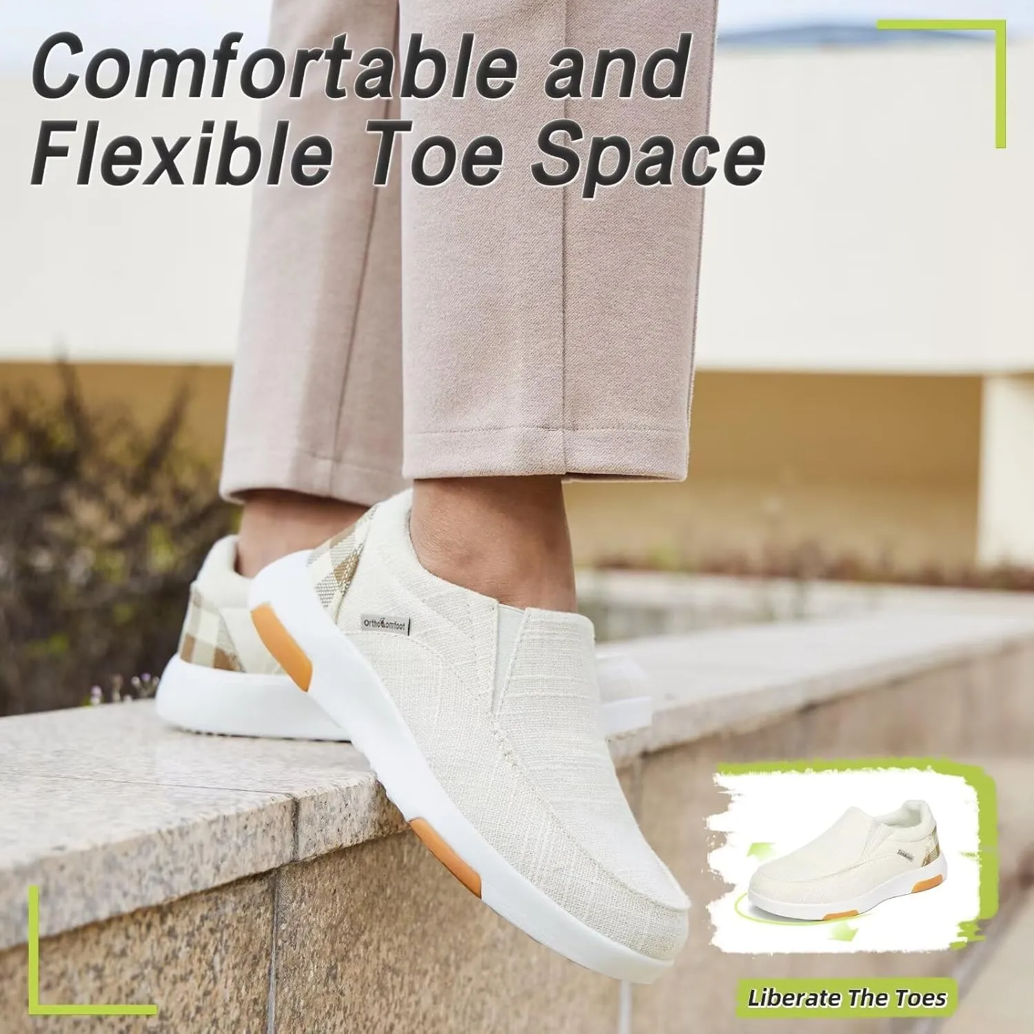 OrthoComfoot Women's Orthopedic Slip-On Loafers Walking Shoes: Comfortable Plantar Fasciitis Loafers with Arch Support for Flat Feet, Casual Orthotic Shoes for Foot and Heel Pain Relief