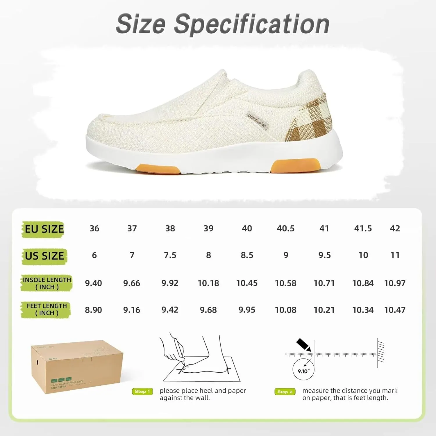 OrthoComfoot Women's Orthopedic Slip-On Loafers Walking Shoes: Comfortable Plantar Fasciitis Loafers with Arch Support for Flat Feet, Casual Orthotic Shoes for Foot and Heel Pain Relief
