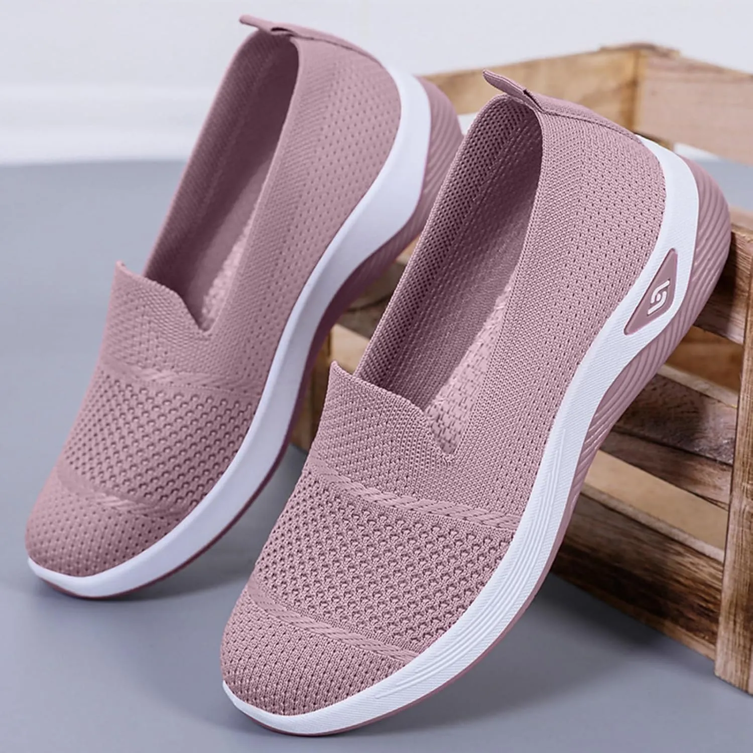 Orthopedic Breathable Slip on Shoes for Women Lightweight Arch Support Sneakers Diabetic Memory Foam Shoes Comfortable Mesh Sandals