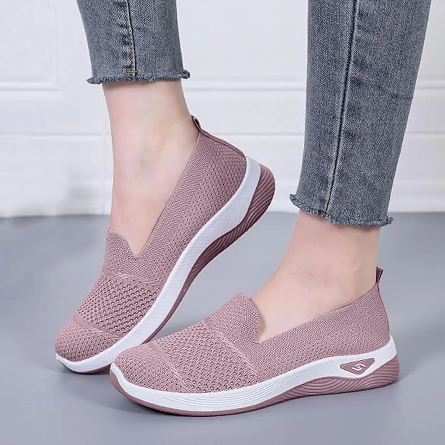 Orthopedic Breathable Slip on Shoes for Women Lightweight Arch Support Sneakers Diabetic Memory Foam Shoes Comfortable Mesh Sandals