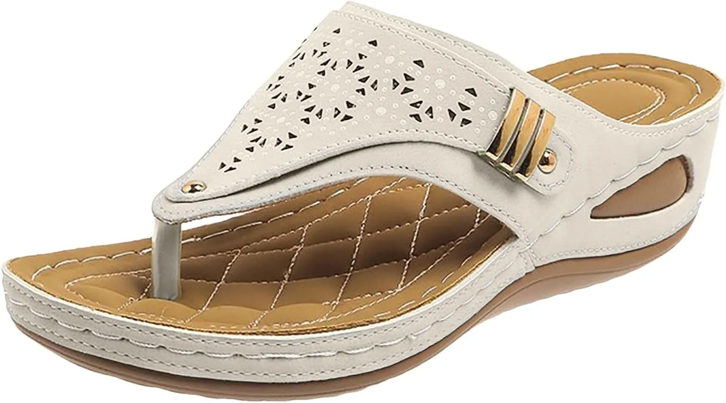 Orthopedic Sandals for Women, Womens Orthotic Comfortable Flip Flops with Arch Support Breathable Mesh Hollow Summer Casual Beach Shoes Sandalias De Mujer
