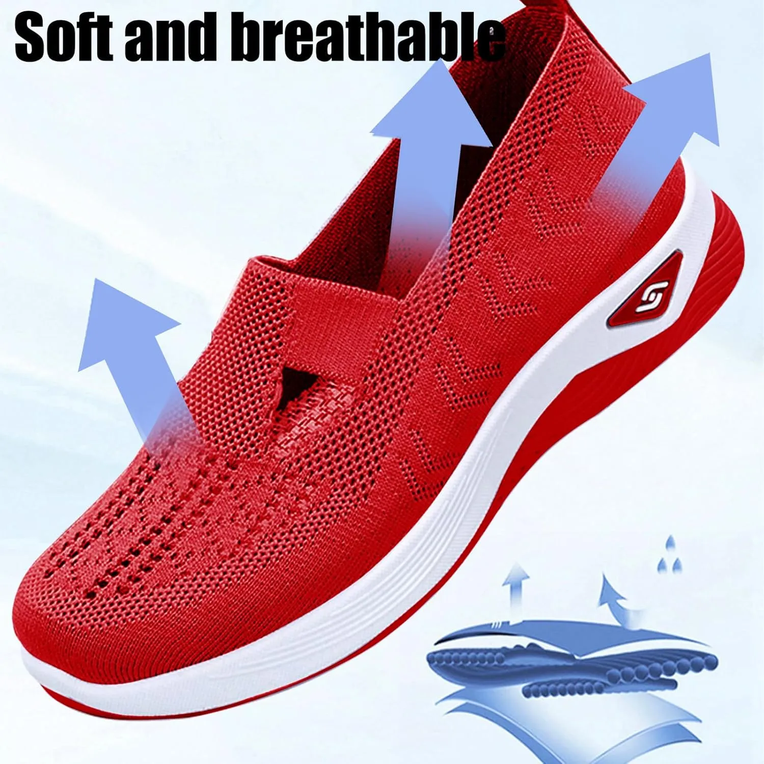 Orthopedic Shoes for Women，Breathable Comfort Wear Orthowear Walking Shoes，Cushionaire Wide Width Sneakers Diabetic Arch Support Sneakers Soft Slip On Shoe Comfortable