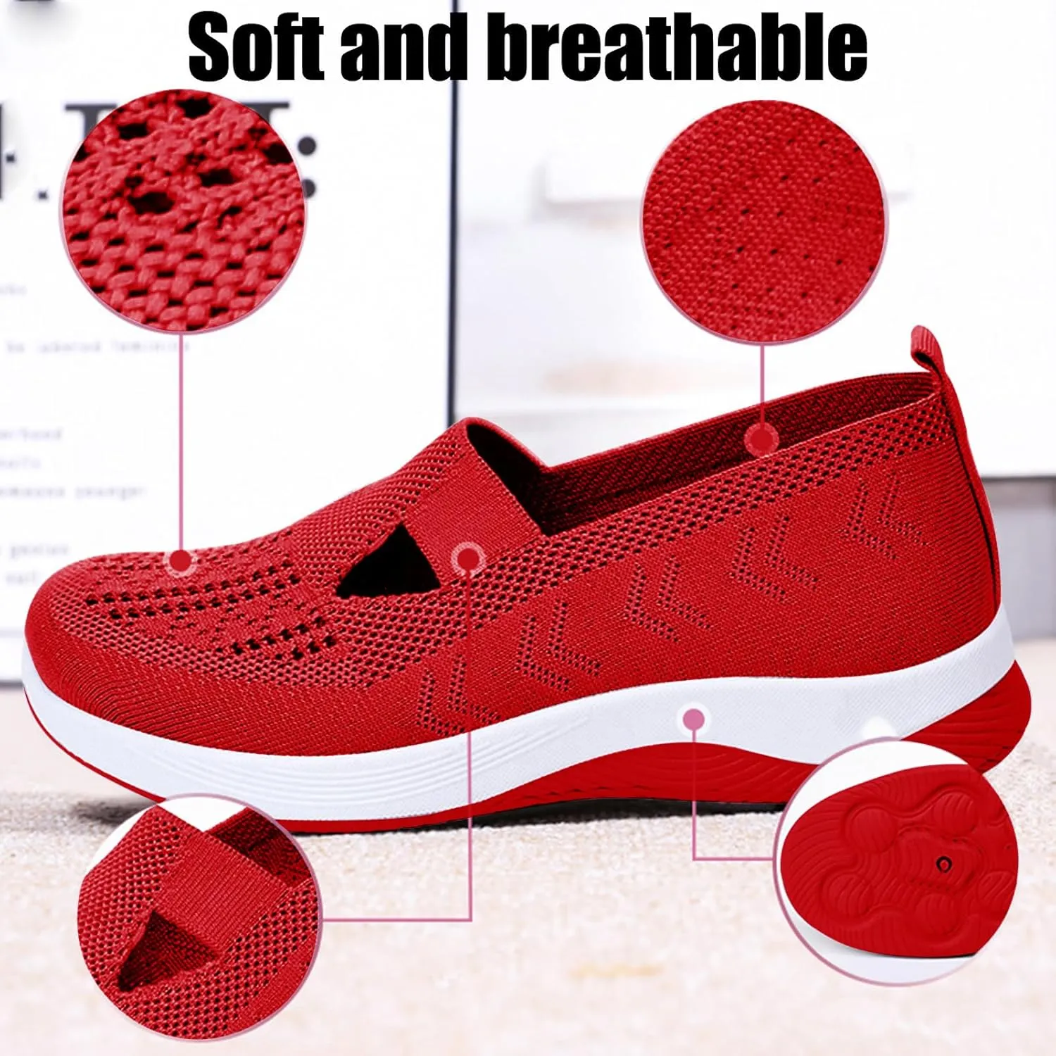 Orthopedic Shoes for Women，Breathable Comfort Wear Orthowear Walking Shoes，Cushionaire Wide Width Sneakers Diabetic Arch Support Sneakers Soft Slip On Shoe Comfortable