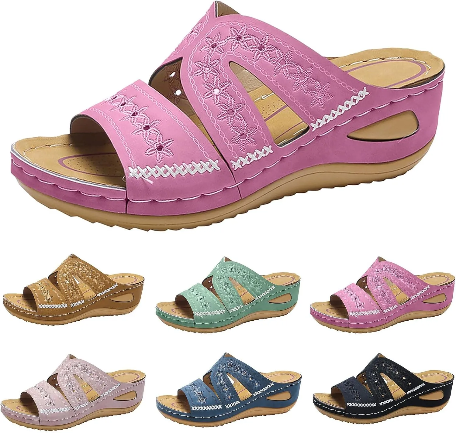 Orthopedic Wedge Summer Shoes for Women Dressy 2025 Flat Open Toe Platform Sandals Casual Flip Flops for Women 2025 with Arch Support Slippers for Office Espadrilles