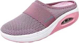 Outdoor Walking Sandals Women Diabetic Air Cushion Walking Shoes Slip On Breathable Slippers Closed Toe Sandals Lightweight Slippers Sandal Wedge Arch Support Mules Sneaker