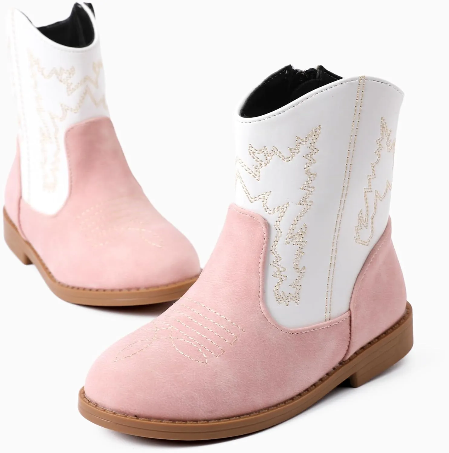 PATPAT Girls Classic Western Cowboy Boots Mid Calf Boots for Little and Big Girls