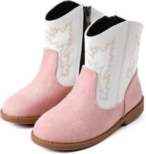 PATPAT Girls Classic Western Cowboy Boots Mid Calf Boots for Little and Big Girls