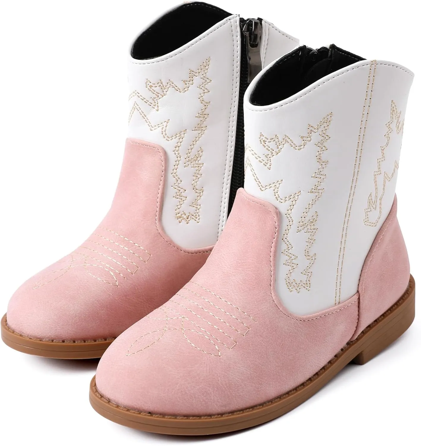 PATPAT Girls Classic Western Cowboy Boots Mid Calf Boots for Little and Big Girls