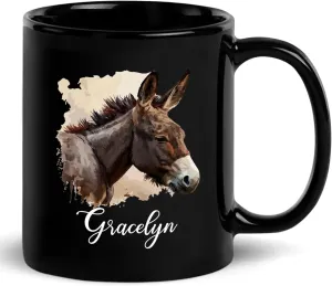 Personalized Choose Name Mule Coffee Mugs Cups Gifts For Men Women, Customized Donkey And Horse Black Ceramic Mug Gifts For Mule Lovers, Mules Travel Mug, Mule Coffee Cup Present, Mule Animal Tea Cup