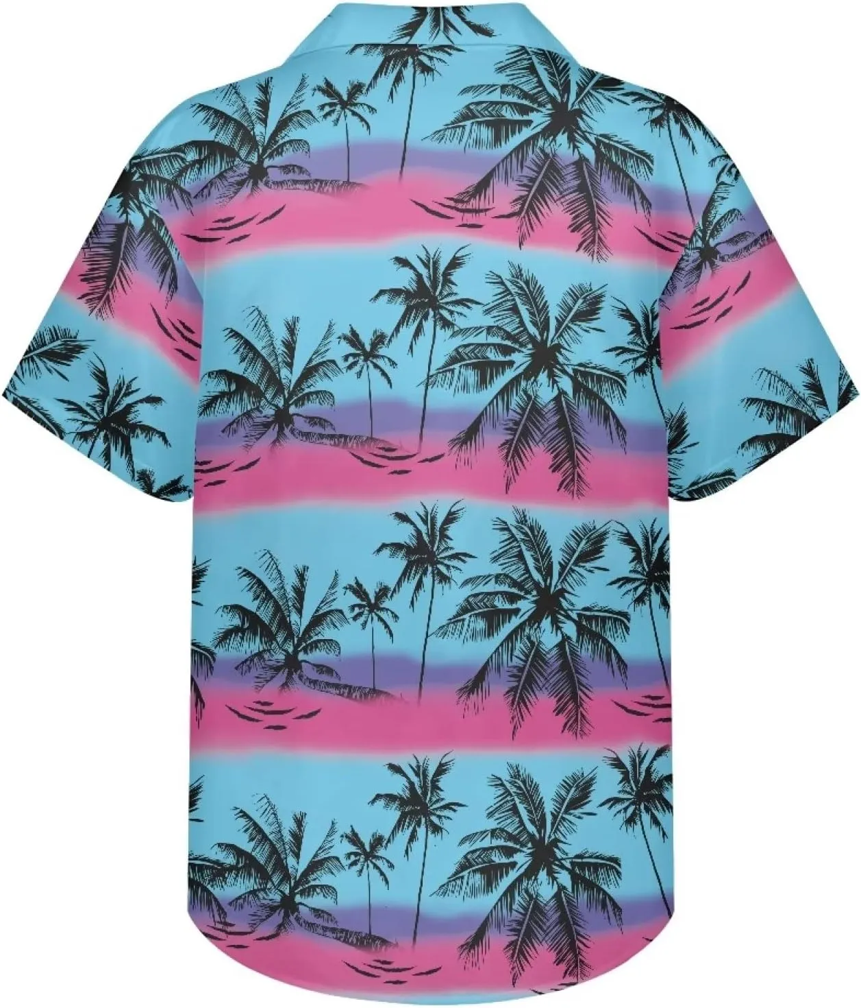 PinUp Angel Hawaiian Shirt for Men Short Sleeves Stripes Button Down Summer Beach Funky Color Block Holiday Dress Shirt