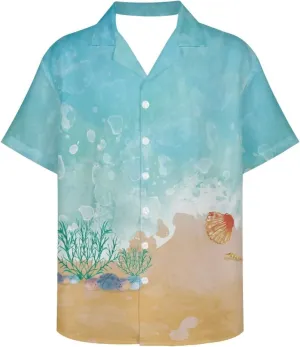 PinUp Angel Hawaiian Shirt for Men Short Sleeves Stripes Button Down Summer Beach Funky Color Block Holiday Dress Shirt