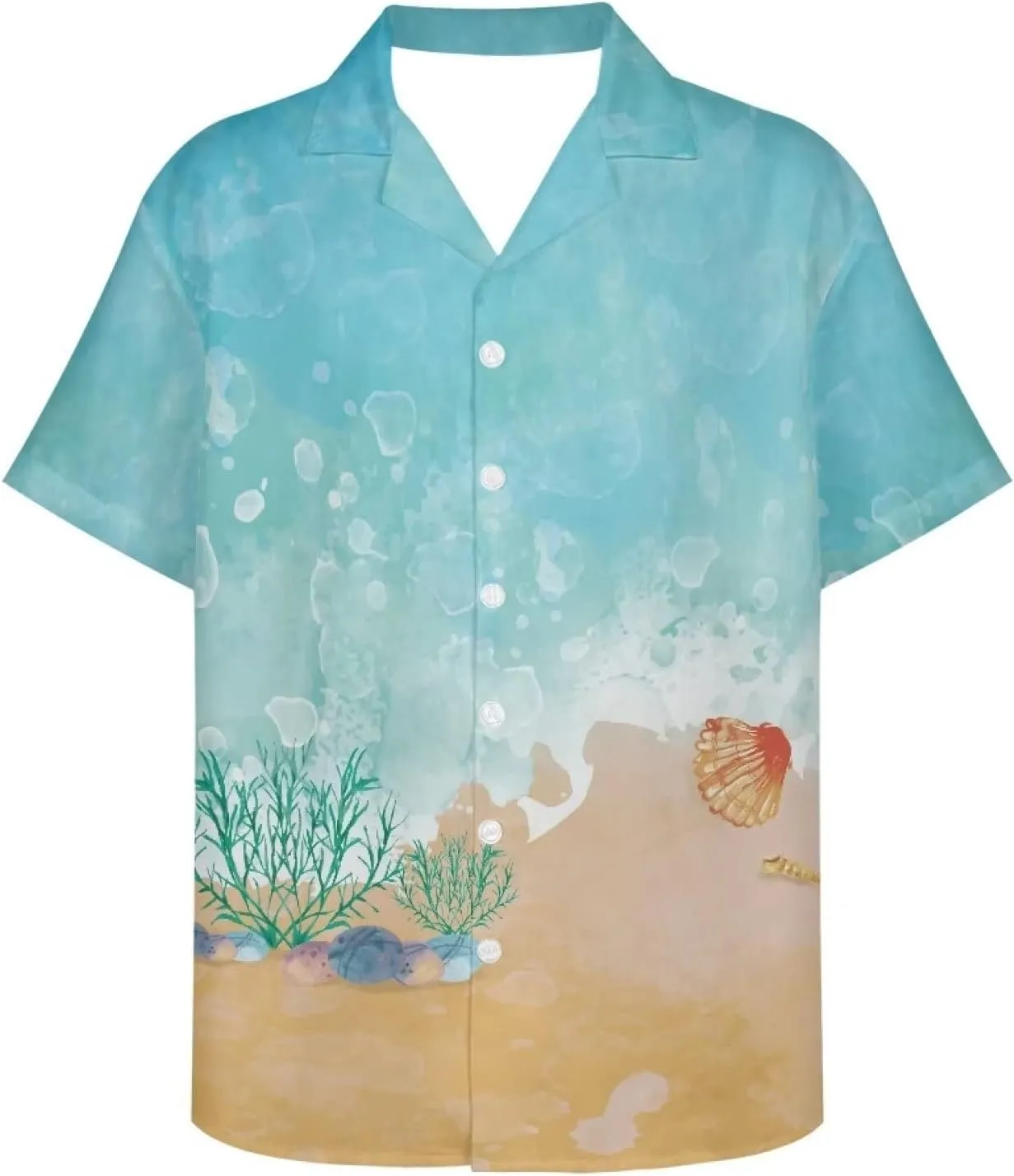 PinUp Angel Hawaiian Shirt for Men Short Sleeves Stripes Button Down Summer Beach Funky Color Block Holiday Dress Shirt