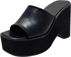 Platform Heels for Women White Block Heels Sandals Open Toe Slip on Shoes Summer Vacation Sandals Casual Slippers