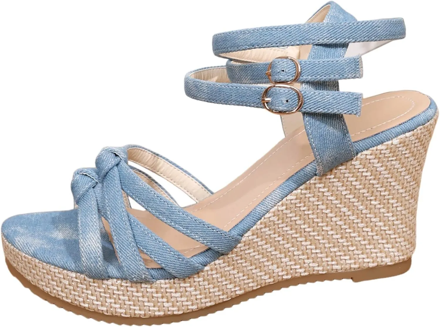 Platform Sandals for Women Comfortable Walking Ankle Strap Fashion Wedge Sandals Casual Summer Beach Outdoor High Heels Open Toe Espadrilles Slip on Shoes