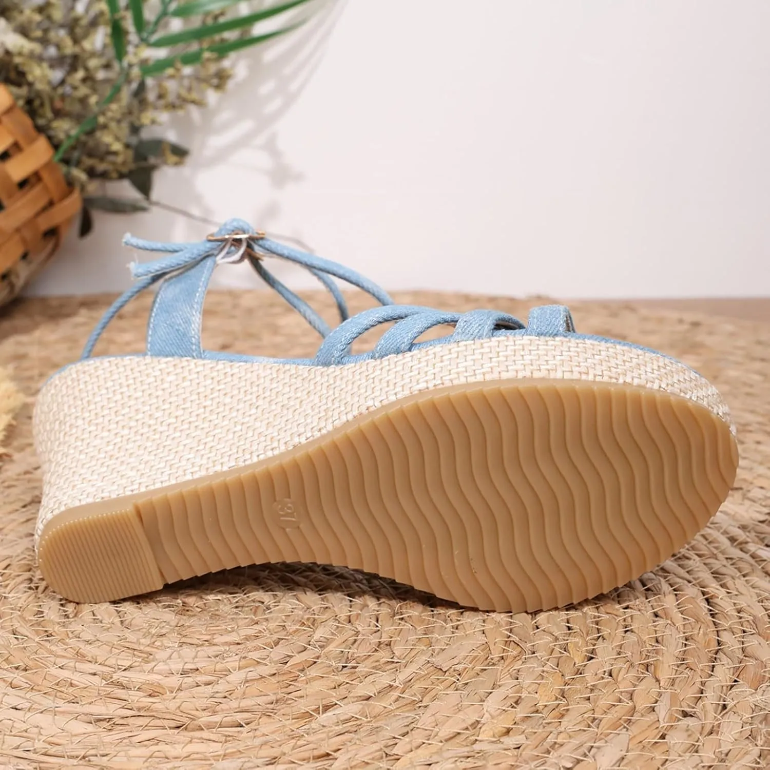Platform Sandals for Women Comfortable Walking Ankle Strap Fashion Wedge Sandals Casual Summer Beach Outdoor High Heels Open Toe Espadrilles Slip on Shoes