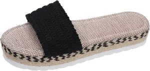 Platform Sandals Women Espadrille Platform Open Toe Summer Beach Slide Sandals Dressy Slip On Walking Sandals