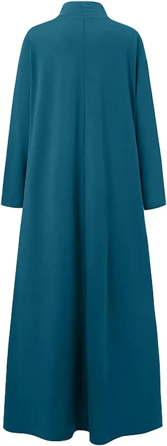 Plus Size Dresses for Women Formal Sexy Long Sleeve High Neck Ruffle Swing Maxi Dress Casual Solid Fall Winter Dress