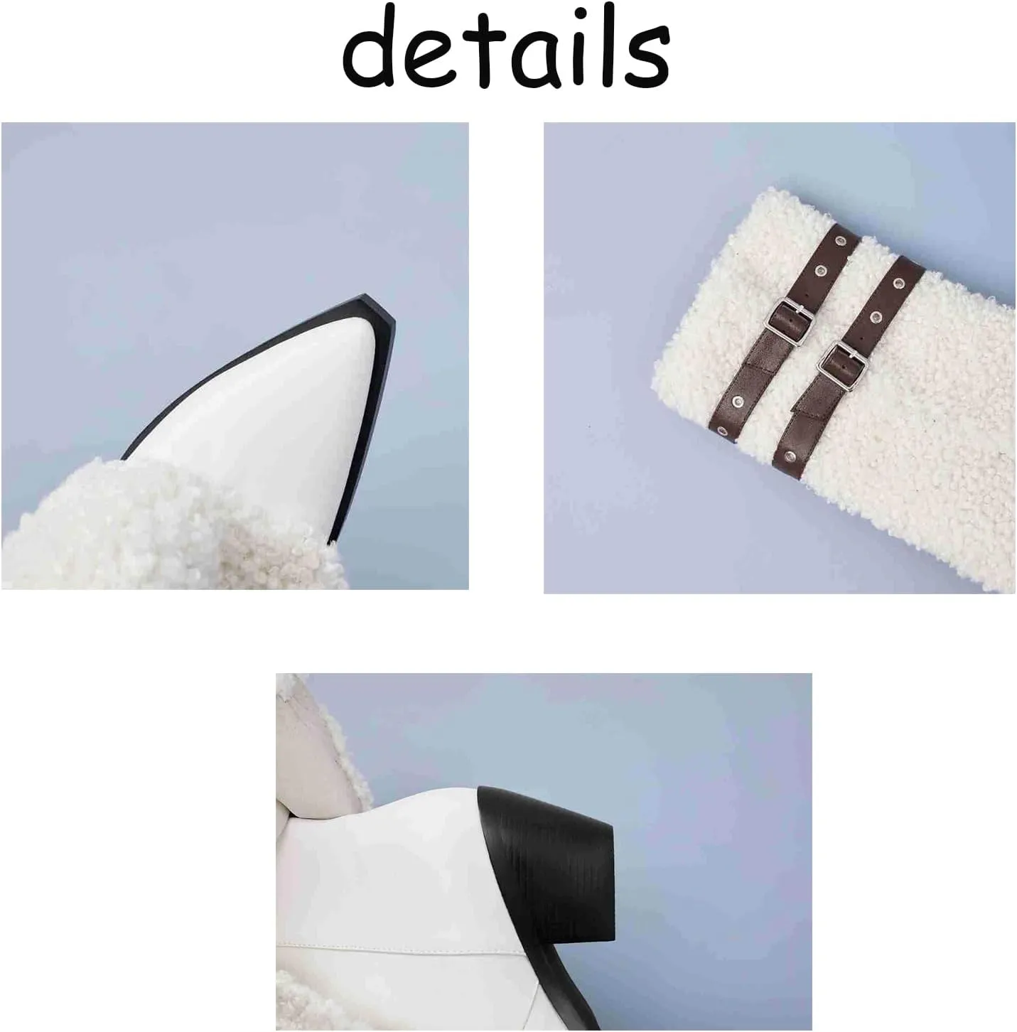 Pointed Toe Thick Heel Boots,Lambskin Boots,Faux Leather Upper,Suitable for a Variety of Occasions,Easy to Match
