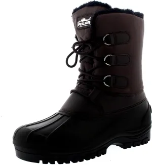 Polar Mens Muck Lace Up Short Nylon Winter Snow Rain Lace Up Casual Duck Boots
