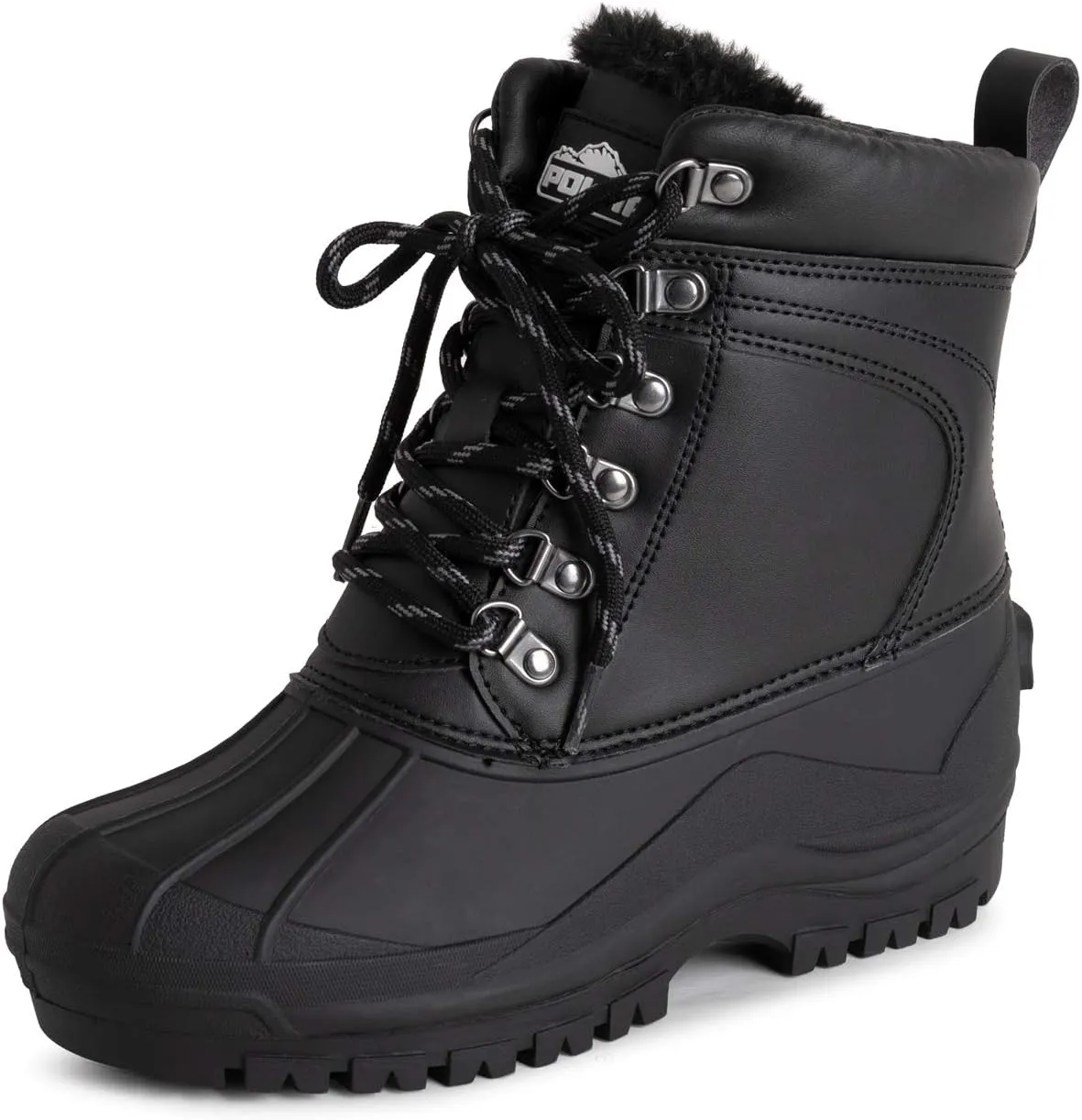 Polar Mens Muck Lace Up Short Nylon Winter Snow Rain Lace Up Casual Duck Boots