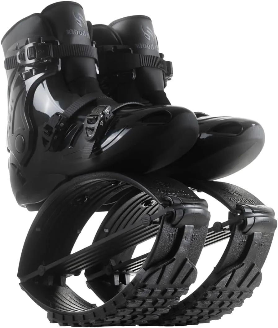 Premium Low Impact Rebound Shoe Fits kangoo Jumps for Extra Calorie Burn, Running, Virtual Fitness Classes (M: 8.5-10 180-200 Lbs, Black/Black)