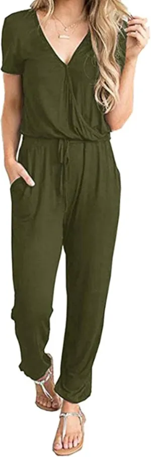 PRETTYGARDEN Jumpsuits for Women 2025 Spring Summer Casual Dressy Short Sleeve Romper Airport Vacation Travel Outfits