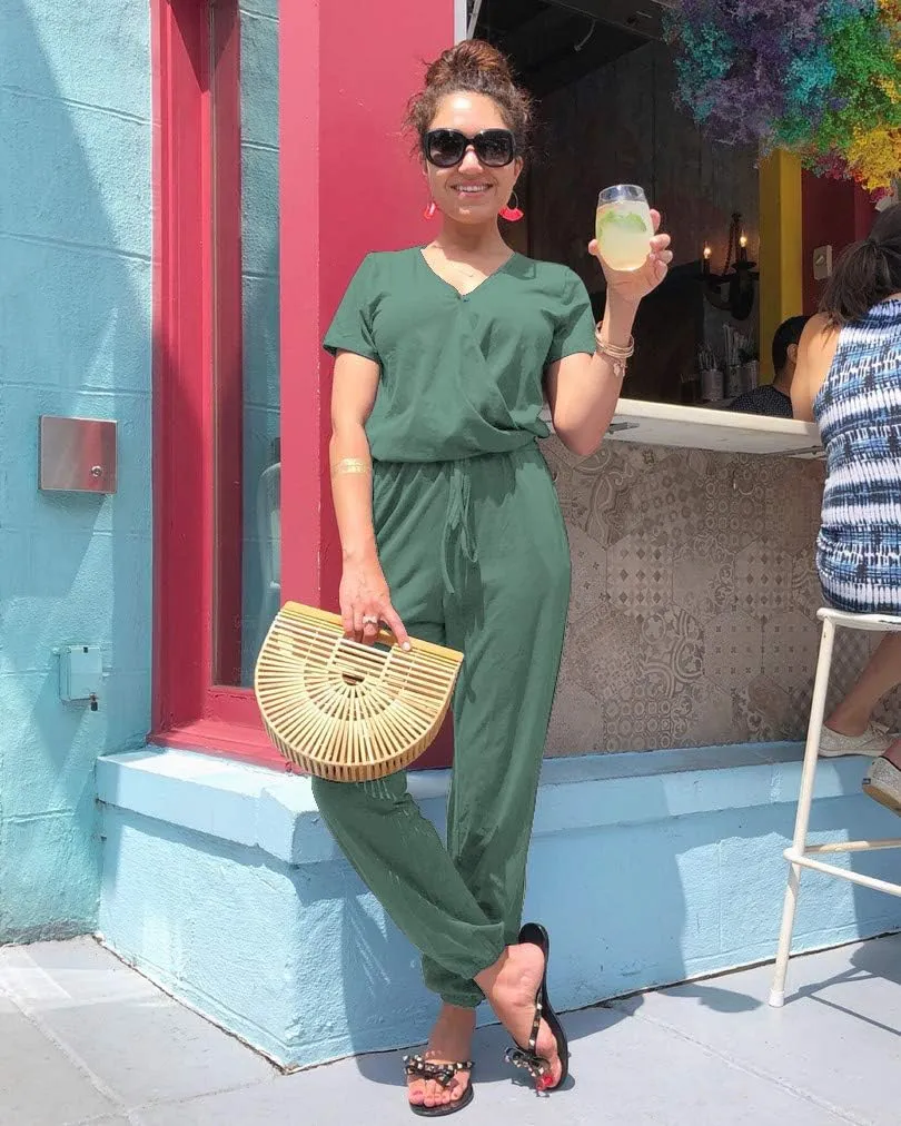 PRETTYGARDEN Jumpsuits for Women 2025 Spring Summer Casual Dressy Short Sleeve Romper Airport Vacation Travel Outfits