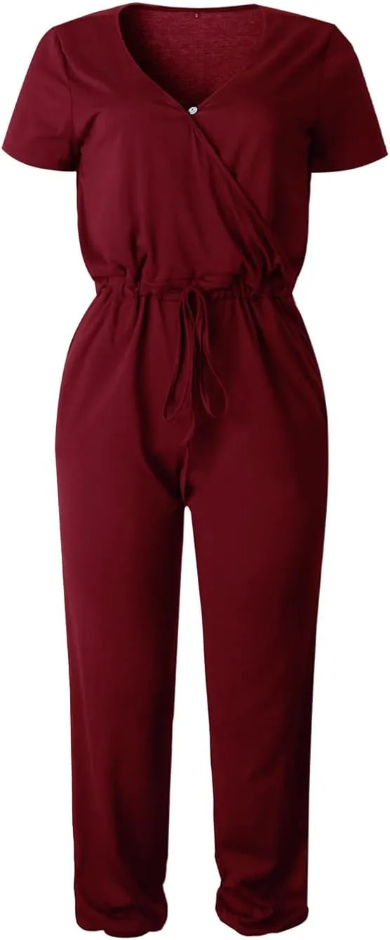 PRETTYGARDEN Jumpsuits for Women 2025 Spring Summer Casual Dressy Short Sleeve Romper Airport Vacation Travel Outfits