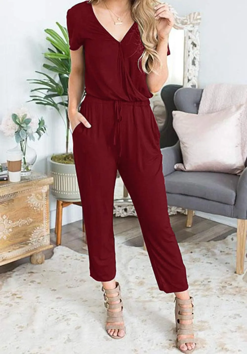 PRETTYGARDEN Jumpsuits for Women 2025 Spring Summer Casual Dressy Short Sleeve Romper Airport Vacation Travel Outfits