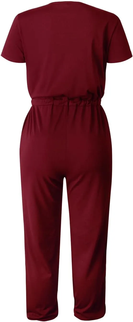 PRETTYGARDEN Jumpsuits for Women 2025 Spring Summer Casual Dressy Short Sleeve Romper Airport Vacation Travel Outfits