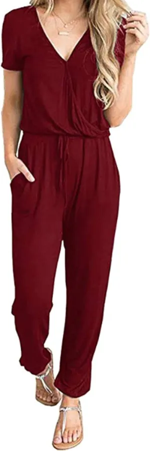 PRETTYGARDEN Jumpsuits for Women 2025 Spring Summer Casual Dressy Short Sleeve Romper Airport Vacation Travel Outfits
